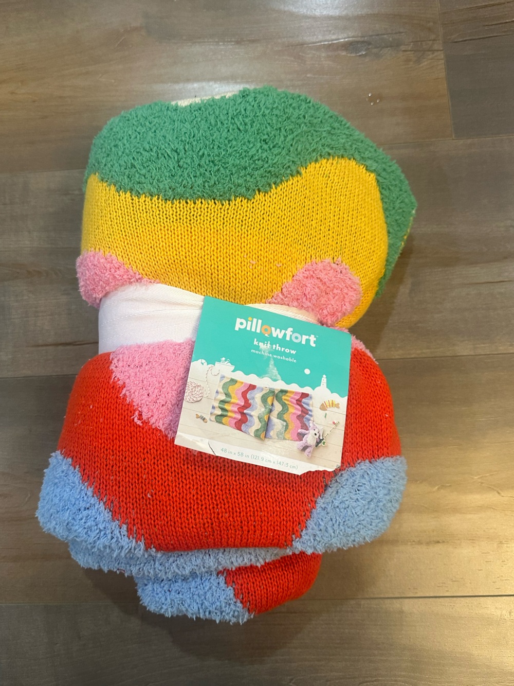 Pillowfort Multicolor Wave Knit Throw - Red, Yellow, Green, Blue, Pink - Picture 1 of 2